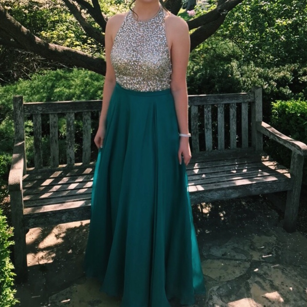 Green Jeweled Prom Dress